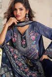 Midnight Royalty – Chinon Silk Kurti Sharara Set