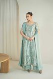 Aylin Aqua – Ready-to-Wear Heavy Embroidered Silk Plazzo Suit Set