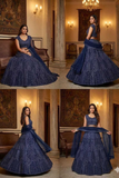 Midnight Blue Premium Georgette Embroidered Lehenga Choli Set with Net Dupatta