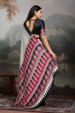 Black Ajrakh Noir Pure Modal Satin Printed Saree