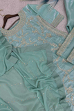 Aylin Aqua – Ready-to-Wear Heavy Embroidered Silk Plazzo Suit Set