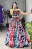 White Multi-Color Floral Embroidered Georgette Lehenga Set