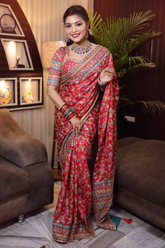 Laal Ajrakh Maharani Saree