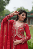 Elegant Faux Blooming Embroidered Anarkali Gown Set - Rani - kavyo.in