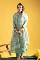 Premium Roman Silk Embroidered Kurti Set