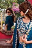 Floral Embroidered Vichitra Silk Lehenga Choli Set with Shrug-Style Dupatta
