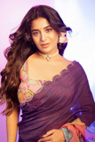 Purple & Pink Tebby Silk Saree with Katdana & Pearl Work