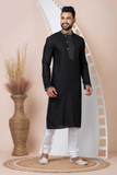 Black Regal Viscose Designer Kurta Pajama Set