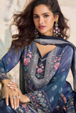 Midnight Royalty – Chinon Silk Kurti Sharara Set