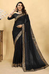 Noir Elegance Black Georgette Designer Saree - kavyo.in