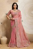 Elegant Moss Chiffon Embroidered Saree