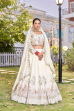 Ivory Garden Embroidered Vichitra Silk Lehenga Choli Set with Dupatta