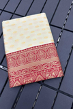 Soft Lichi Silk Jacquard Saree in Cream & Maroon