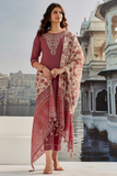 Mehroon Grace – Cotton Silk Kurta Pant Dupatta Set