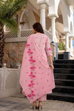 Blush Bloom A-Line Chanderi Silk Butti Suit Set