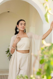 Elegant Beige Georgette Indo-Western Set with Palazzo & Shrug