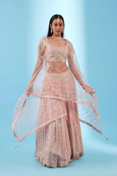Blush Pink Faux Georgette Lehenga with Net Dupatta