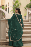 Emerald Grace Faux Blooming Embroidered Gown Set - kavyo.in