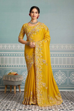 Soft Star Georgette Saree with Embroidered Cutwork Aarco Border & Matching Work Blouse