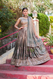 Maslin Sarting Digital Bloom Lehenga Set