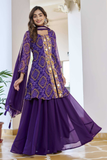 Rangriti Fox Georgette Bandhani Kurti Palazzo Set with Mirror Work Dupatta