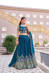 Rajwadi Heritage Embroidered Vichitra Silk Lehenga Choli Set with Dupatta