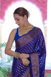 Royal Buti Lichi Silk All-Over Gold Zari Banarasi Saree