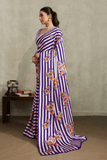 Modern Monochrome Ajrakh Modal Satin Saree - kavyo.in