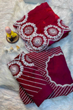 Premium Satin Embroidered Saree with Designer Arco Cut Work Border