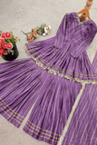 Purple Mal Chanderi Mirror Work Sharara Palazzo Set - kavyo.in