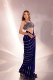 Ishani Royal Blue – Premium Ready-to-Wear Faux Georgette Saree