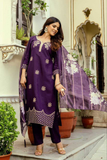 Elegant Purple Roman Silk Dupatta Set