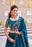 Rajwadi Heritage Embroidered Vichitra Silk Lehenga Choli Set with Dupatta