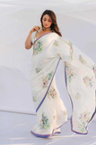 Bright Moss Silk Printed Saree with Satin Silk Blouse (Alia Inspired)