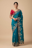 Soft Fendy Chiffon Saree with Embroidery Cutwork Border & Banglory Blouse