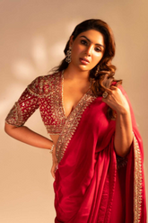 Red Soft Rangoli Silk Saree with Sequins Embroidery Work