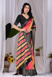 Soft Lichi Silk Saree with Diagonal Patola Print & Woven Zari Border