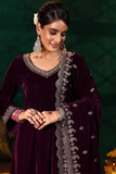 Noor Heavy Velvet Embroidered Kurti Set with Matching Dupatta