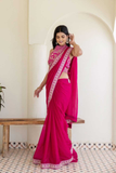Rangoli Silk Saree with Cording Embroidery & Double Sequins Work