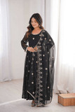 Black Sequin Embroidered Georgette Anarkali Gown Set - kavyo.in