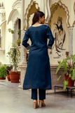 Midnight Bloom Roman Silk Dupatta Set