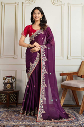 Premium Soft Rangoli Silk Saree with All-Over Embroidery Butta & Piping Border