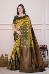Patola Silk Saree with Elephant & Bird Motifs