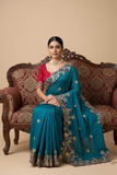 Soft Fendy Chiffon Saree with Embroidery Cutwork Border & Banglory Blouse
