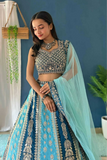 Elegant Faux Georgette Embroidered Lehenga Set