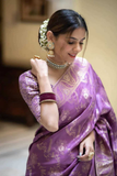 Purple Kanjivaram Banarasi Silk Saree with Rich Zari Weaving & Jacquard Blouse