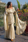 Ivory Aura Embroidered Chinnon Sharara Set