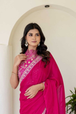 Rangoli Silk Saree with Cording Embroidery & Double Sequins Work