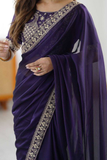 Heavy Rangoli Silk Saree with Coding Sequence & Multi Lace Work