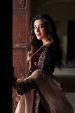 Royal Mocha Velvet Embroidered Kurta Palazzo Set